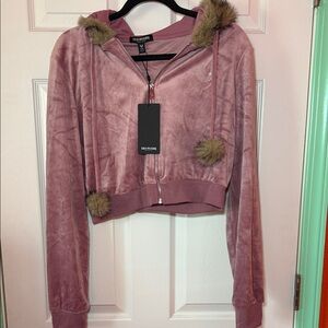 True Religion crystal velour shrunken hoodie